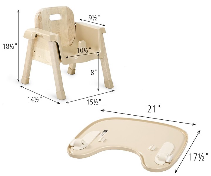 Dimensions of J809 Mealtime Chair 8 with Tray