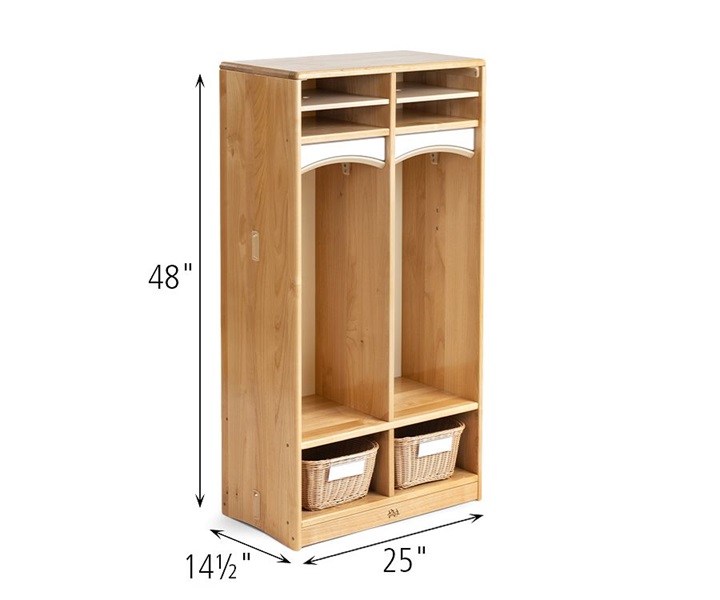 Dimensions of A227 Kindergarten Cubby 2 Clear with G483 Deep Basket