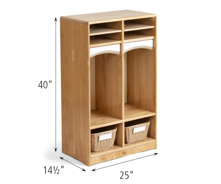 Dimensions of A257 Toddler Cubby 2 Clear with G483 Deep Basket