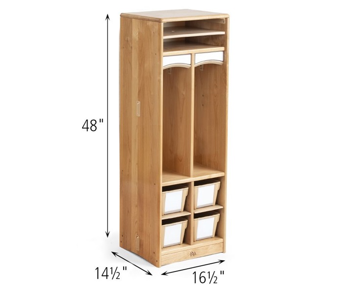 Dimensions of A261 Compact Preschool Cubby 2 Neutral with A292 Compact Tote