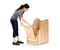 A woman is operating the cover of the Toddler Step Stool
