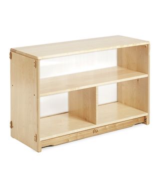 a wooden shelf