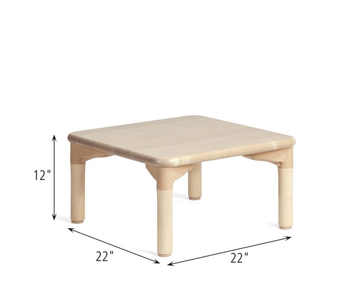 Dimensions of C221 Square Woodcrest Table with A881 Wood Leg for 12 Inch Table 4pack