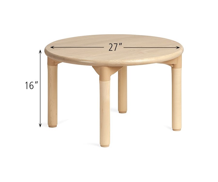Dimensions of C231 Round Woodcrest Table with A883 Wood Leg for 16 Inch Table 4pack