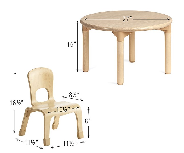 Dimensions of C232 Round Woodcrest Table 16 and Two Chairs 8