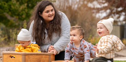 Teacher with toddlers on Outlast Risers