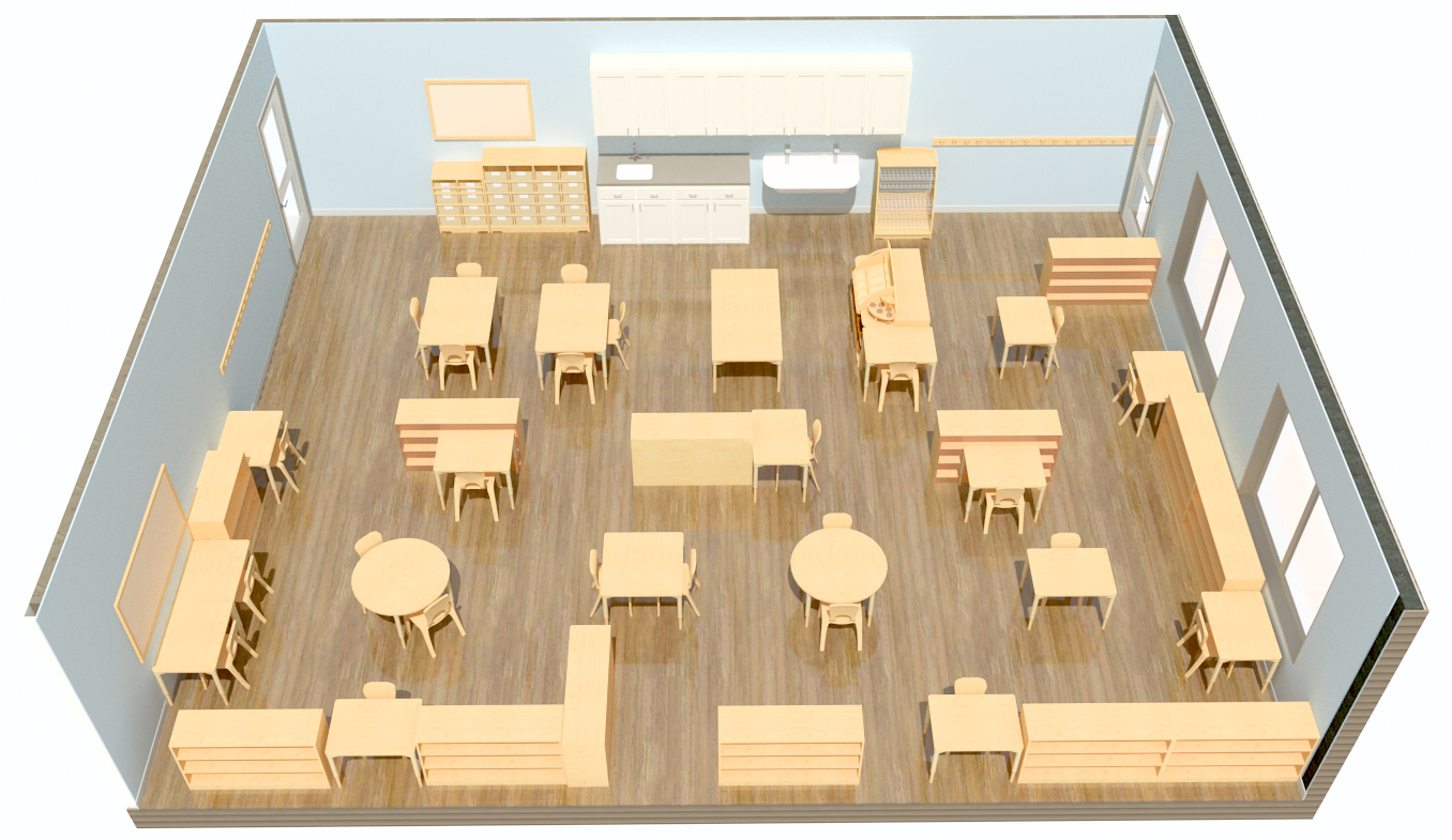 3D Rendering for Floor layout for Montessory Elementary classroom