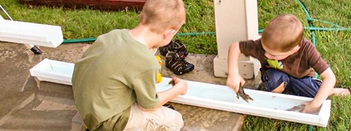 children playing with water
