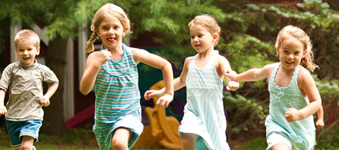 children running outside
