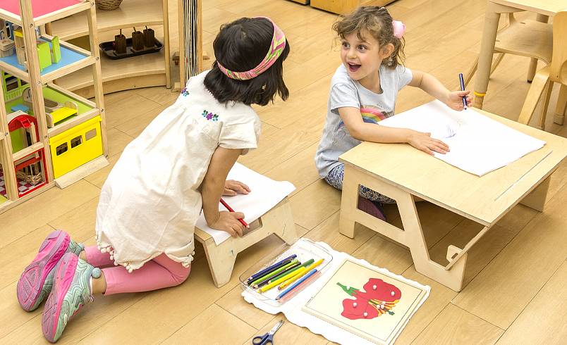 Children learning in a Montessori Classroom