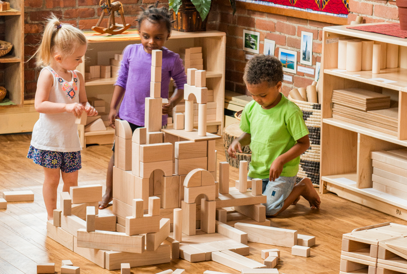 Children Playing with Blocks