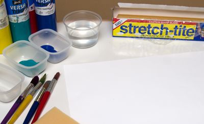 Materials needed for Saran wrap painting