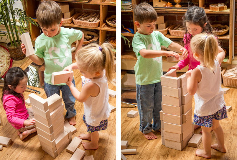 Children playing with blocks together