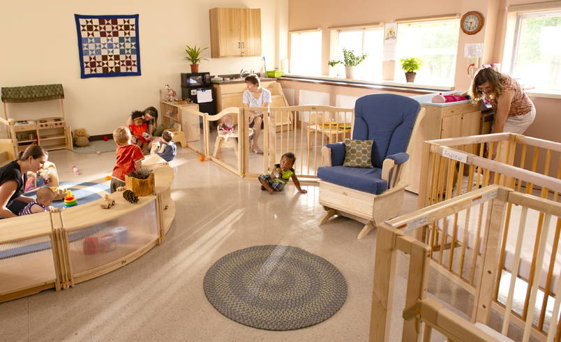 Children in an Infant and Toddler Classroom furnished by Community Playthings