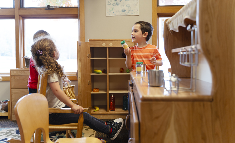 Children playing in a dramatic play area