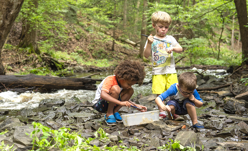 Children Playing in a Stream