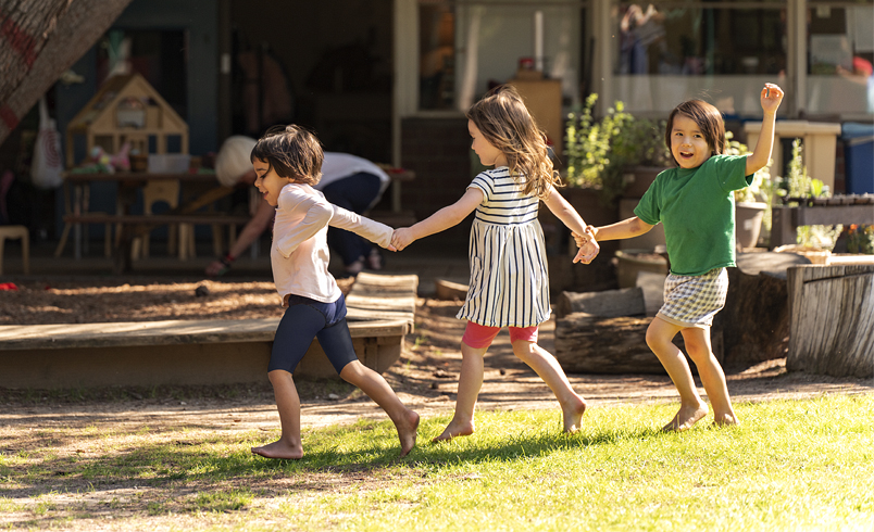 Children Running Outside