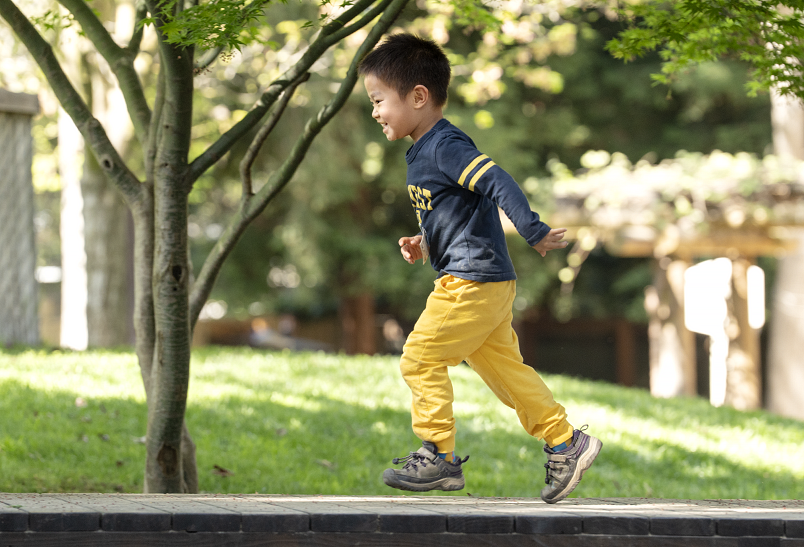 A child running outside