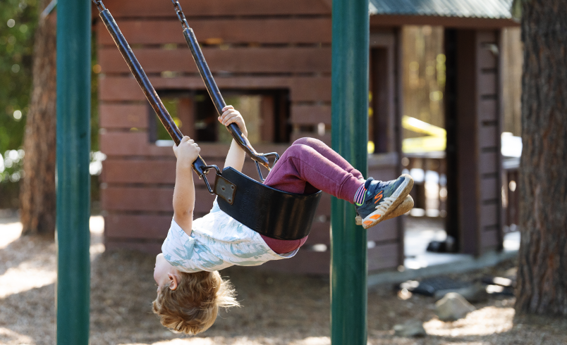 A child swinging on a swing
