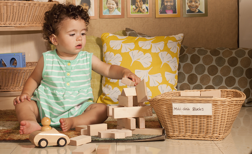 Toddler Playing with blocks