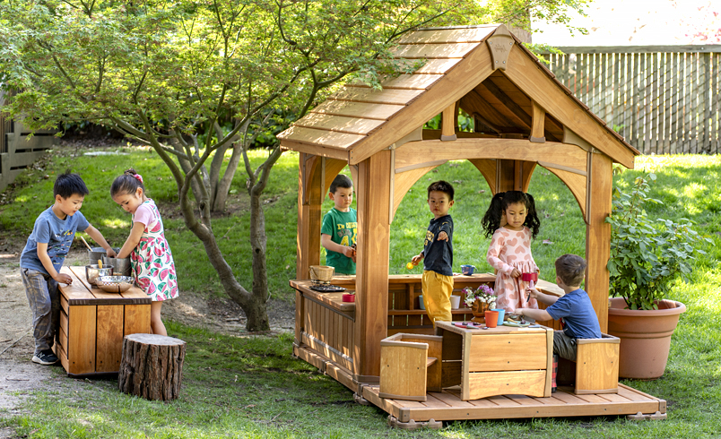 Children playing with the Outlast Playhouse