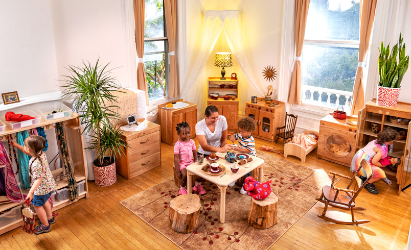 Children playing in a dramatic play environment