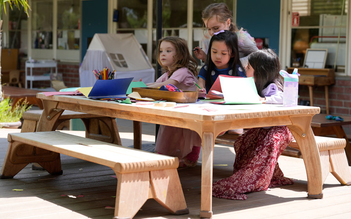 Children learning outdoors