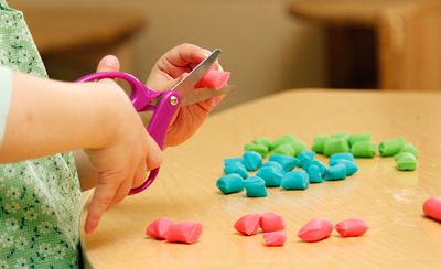 Scissor Skills Practice with Play Dough