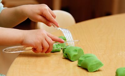 Scissor Skills Practice with Play Dough