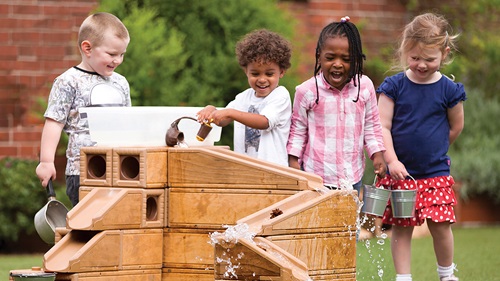 children playing with water