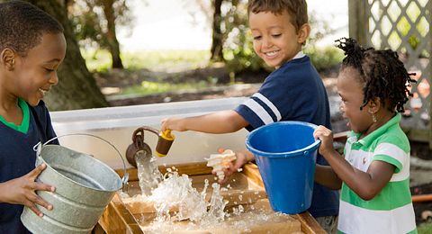 children playing with water