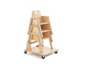 Three chairs stacked on a chair dolly