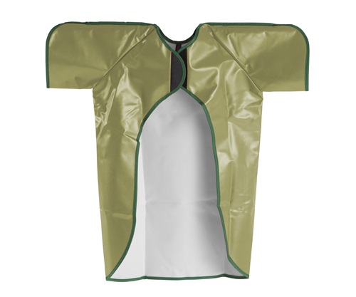 A green apron