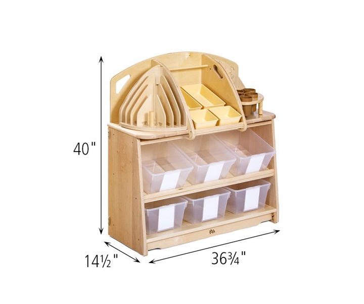 Dimensions of H573 Creative Unit 3 with totes or baskets with F891 Deep Tote, Clear