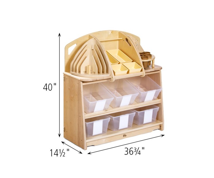 Dimensions of H573 Creative Unit 3 with totes or baskets with F891 Deep Tote, Clear