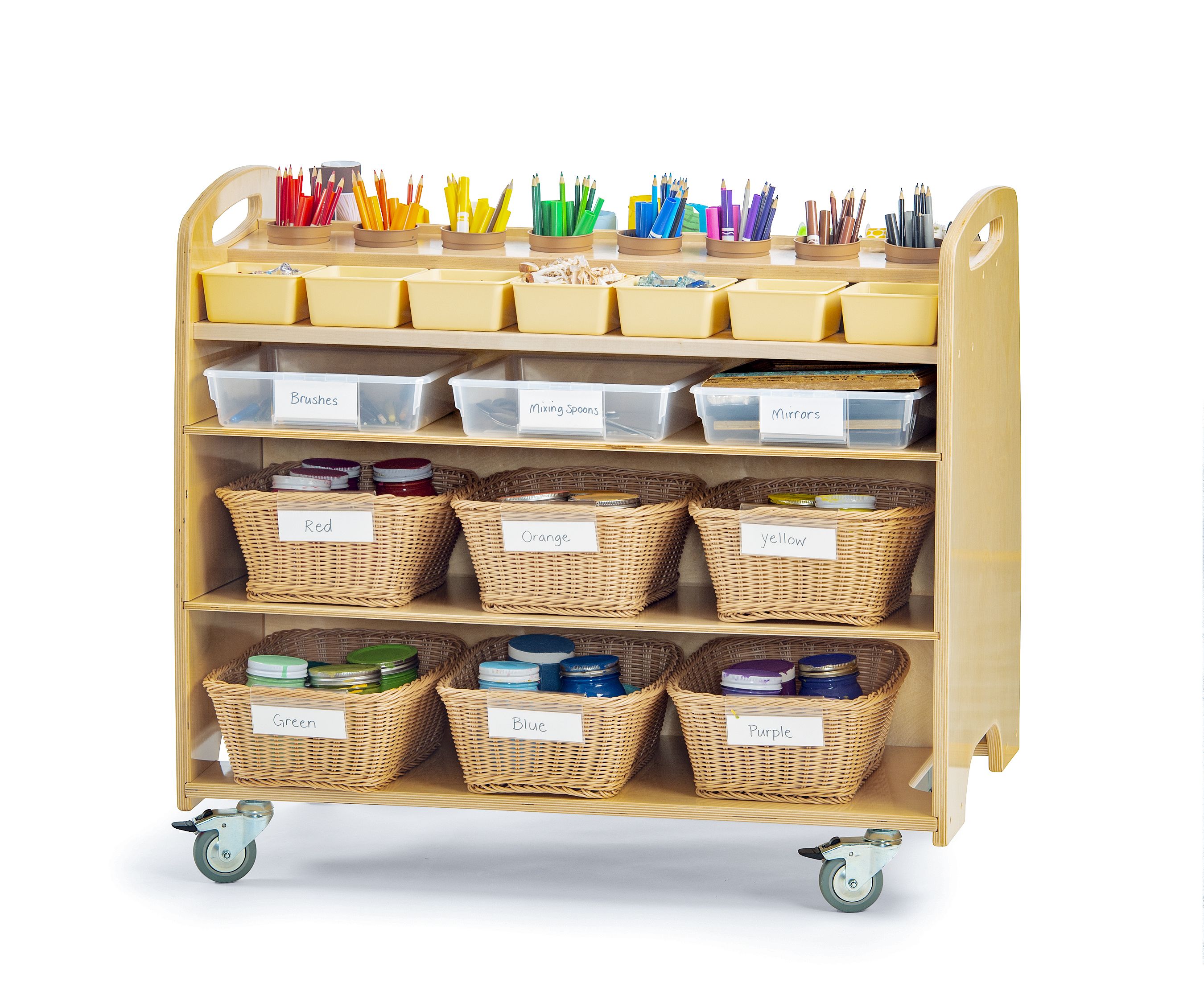 A Help Yourself Trolley with craft materials