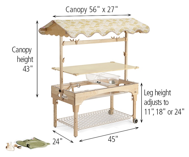 Dimensions of A627 Large Sand  Water Center with A631 Large Clear Table
