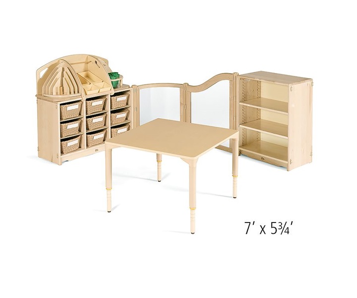 Dimensions of F958 Creativity Corner with F891 Deep Tote, Clear