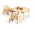 Two Me-Do-It chairs around a wooden play table