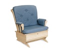 A Bench Glider with blue upholstery