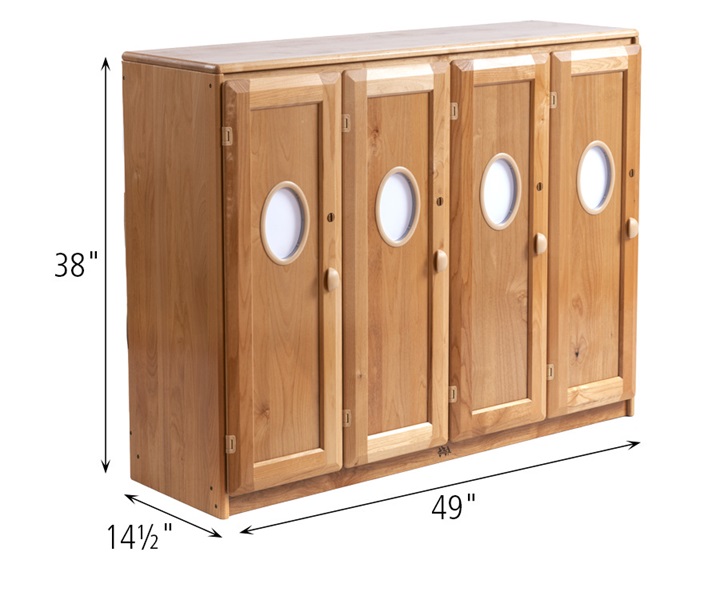 Dimensions of A241 Infant Cubby 4 Clear with G483 Deep Basket