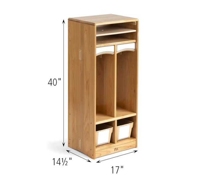 Dimensions of A251 Compact Toddler Cubby 2 Neutral with A292 Compact Tote