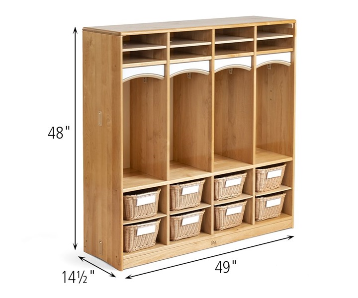 Dimensions of A269 Preschool Cubby 4 Clear with G483 Deep Basket