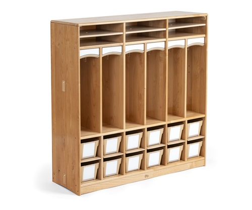 A264 Compact Preschool Cubby 6 Neutral with A292 Compact Tote