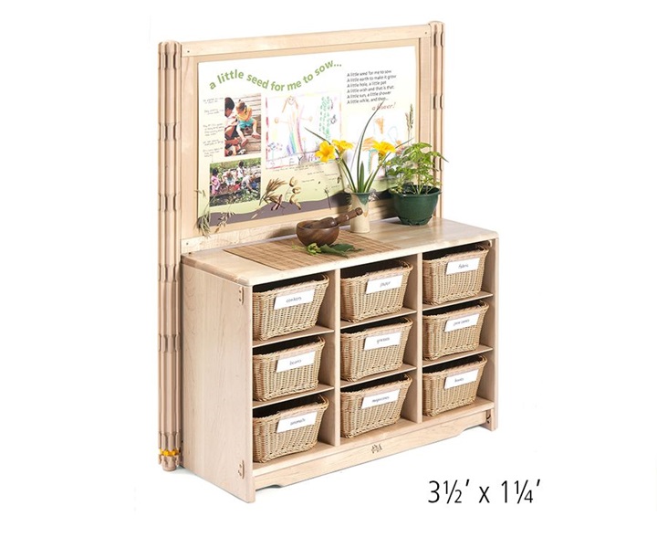 Dimensions of F875 Display Unit 3 with F892 Deep Tote, Neutral