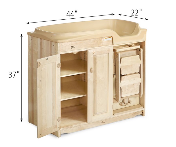 Dimensions of G270 Changing Table with steps and 6 Pan