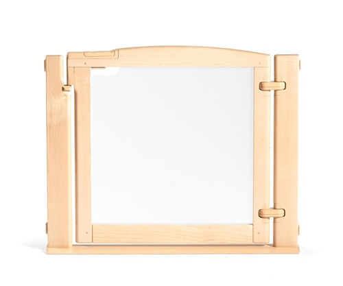 Roomscapes Gateway constructed of solid maple with frosted window in the gate. 