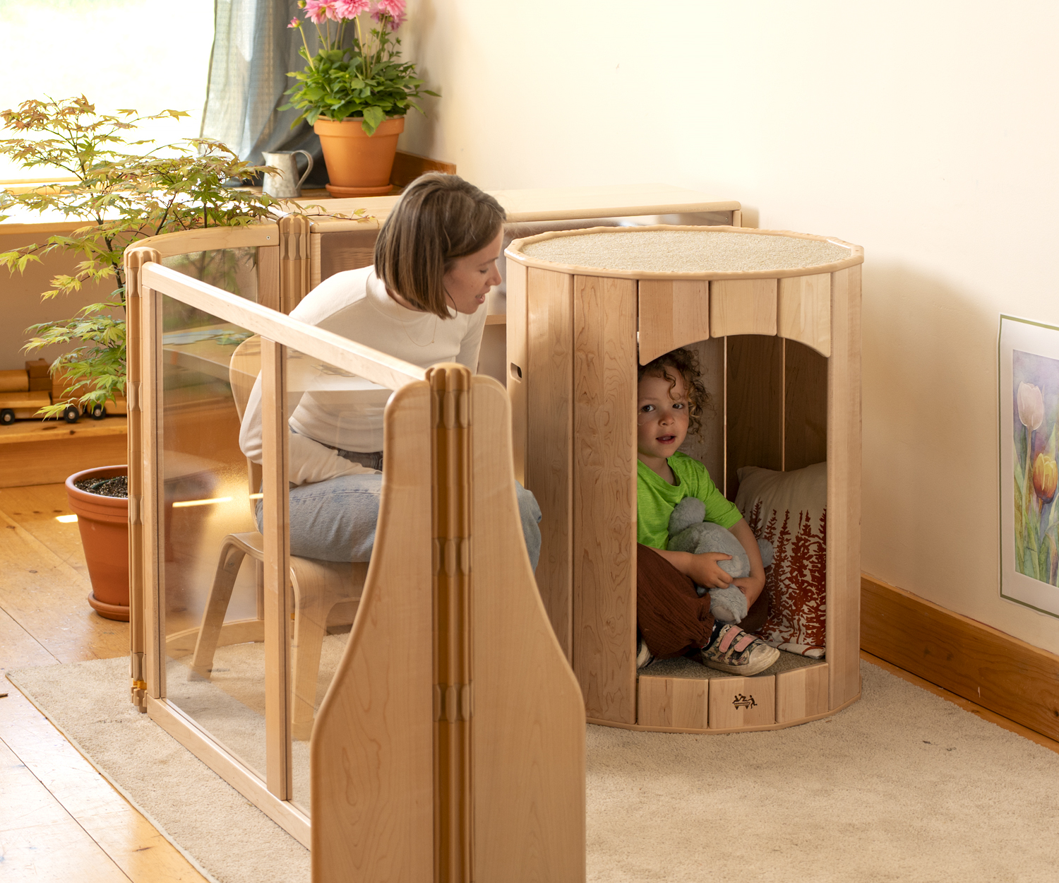 A Calming Nest set-up inside Roomscapes panels