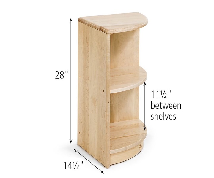 Dimensions of F411 Corner Shelf 28 One Shelf