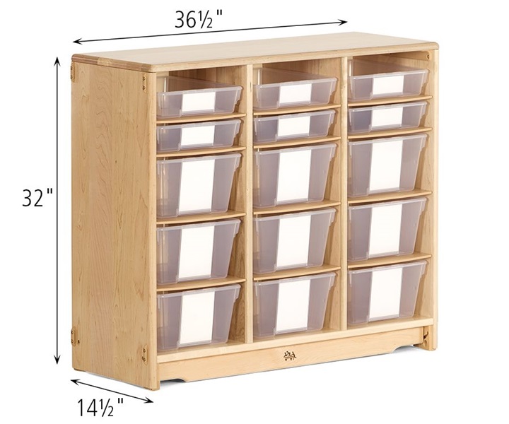 Dimensions of F686 Tote Shelf 3 x 32 with F891 Deep Tote, Clear and F881 Shallow Tote, Clear
